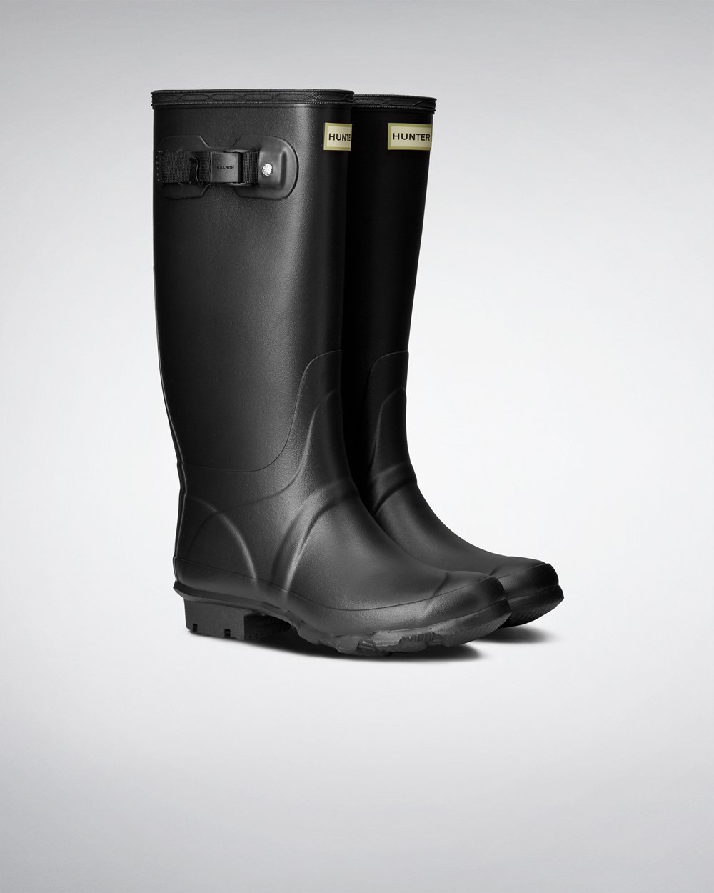 Womens Wide Fit Rain Boots - Hunter Huntress Leg (45AWUKTMR) - Black